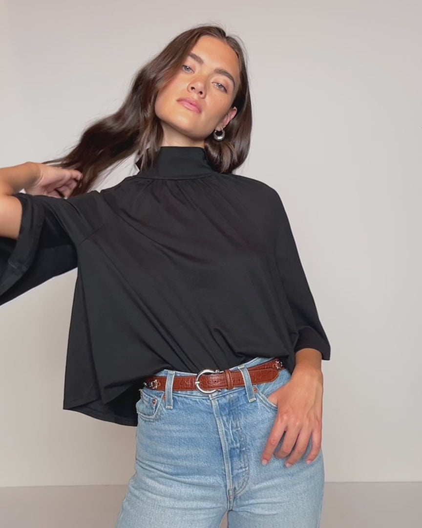 Bell half sleeve tee in jet black