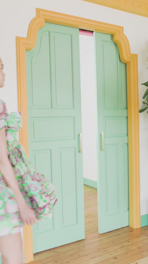 Coral dress in green