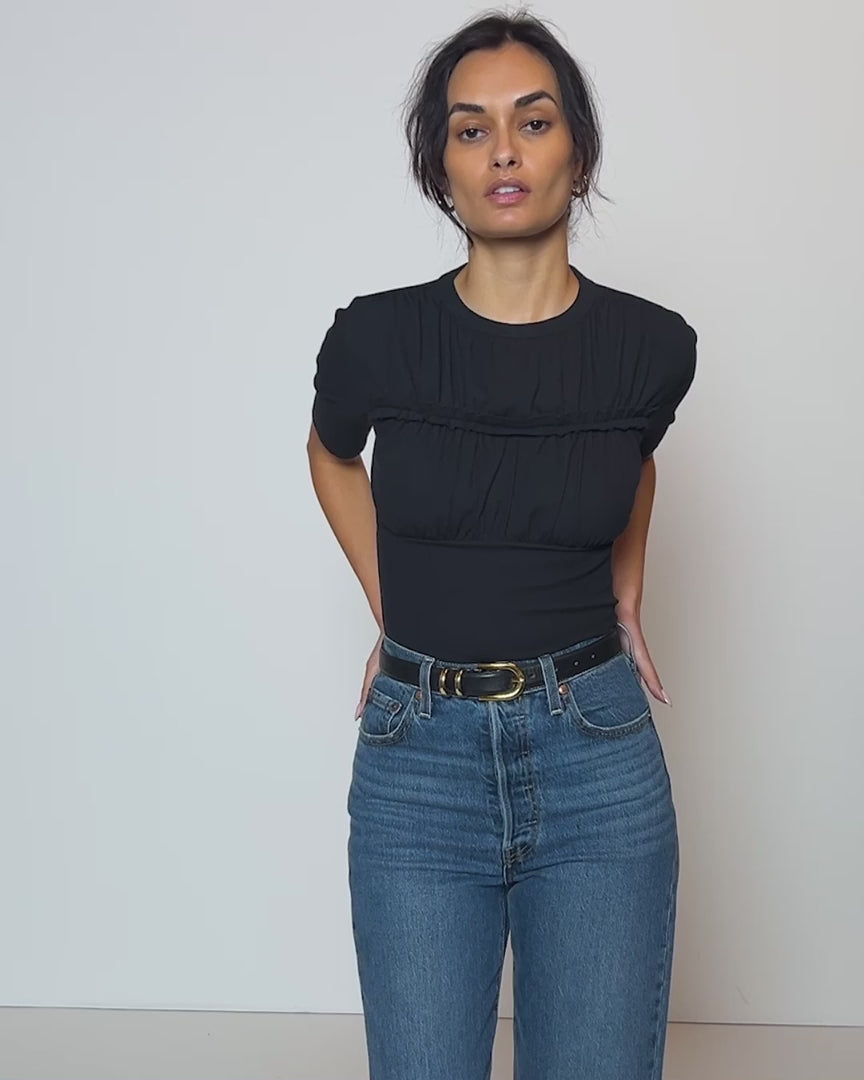 Lilia ruched bust tee in jet black