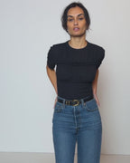 Lilia ruched bust tee in jet black