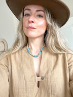 Suede turquoise necklace in ivory