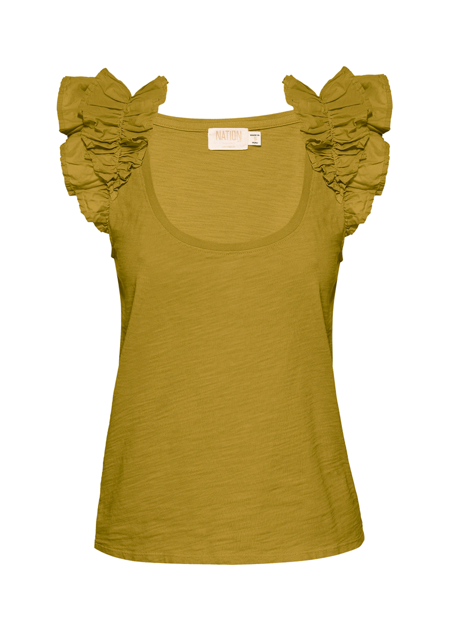 Valentina ruffled tank in lichen