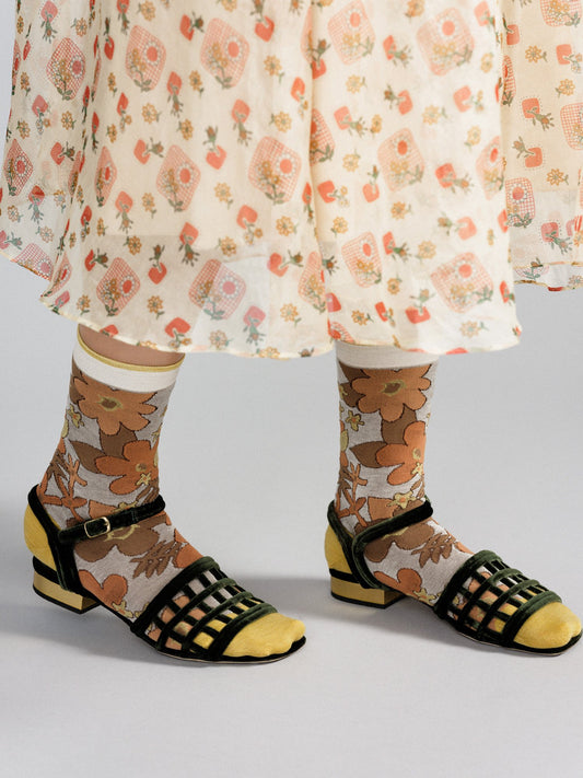 Tam crew socks in '70s retro floral