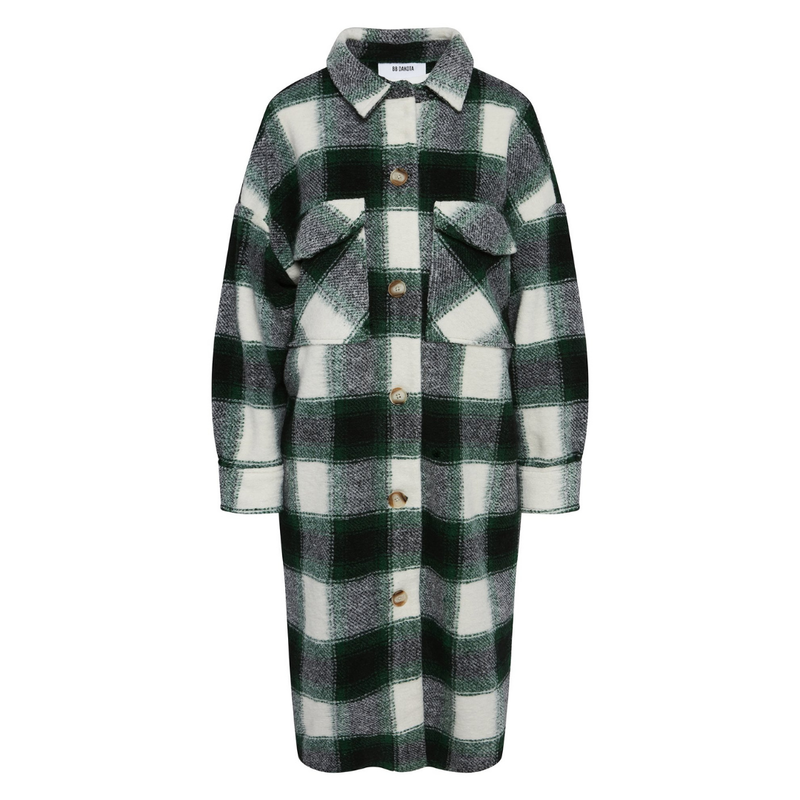 Santa cruz long shacket in green plaid