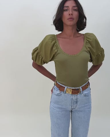 Sonora seamed combo tee in lichen