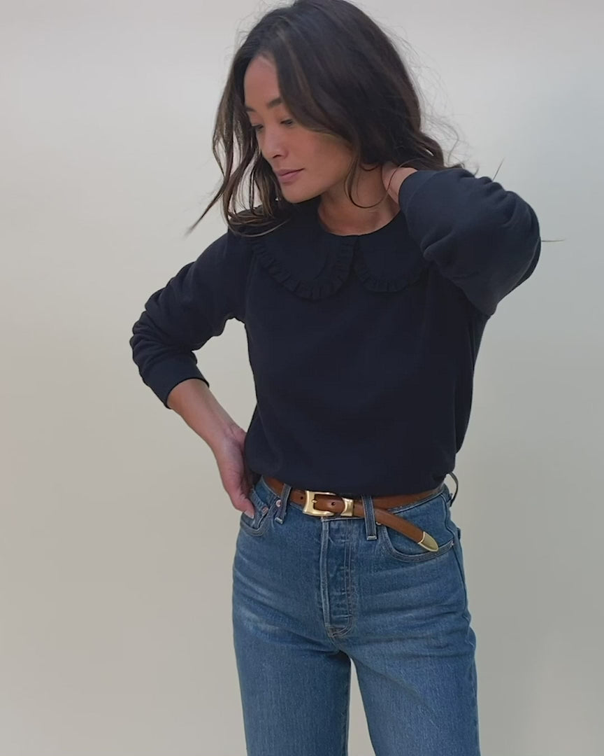 Coco collared sweatshirt in jet black