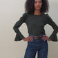 Penny tee with flounce sleeves in nori green