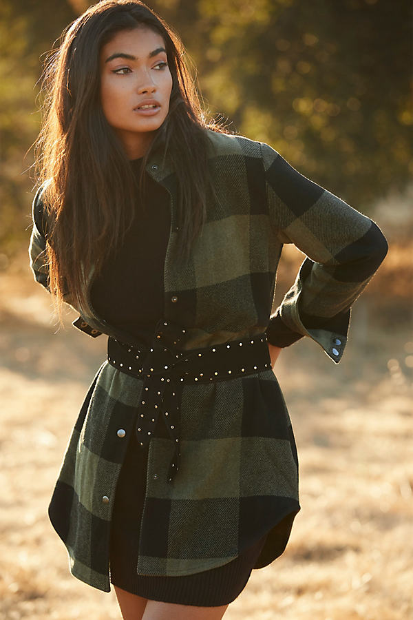 Eldridge plaid shacket in sage
