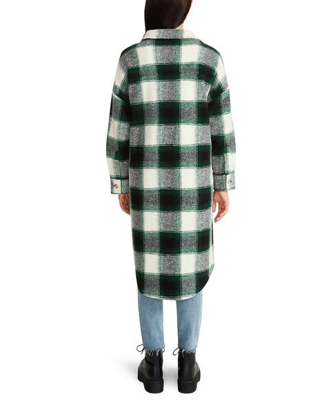 Santa cruz long shacket in green plaid