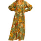 Fiore maxi dress in sunflower stripe moss green