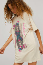Grateful dead card t-shirt dress in dirty white