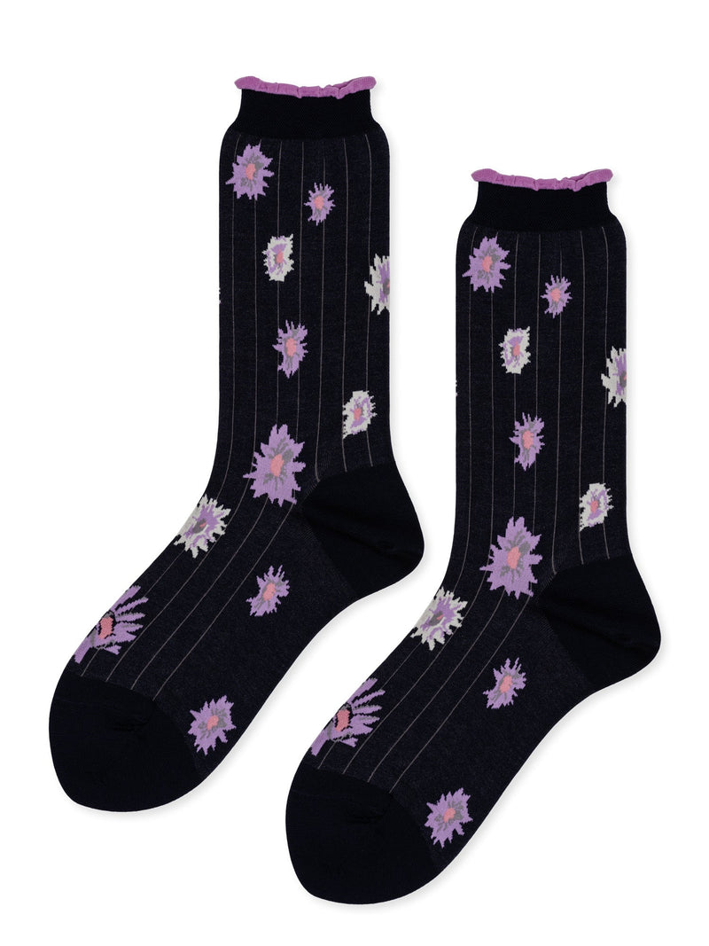 Cecilia crew socks in floral navy