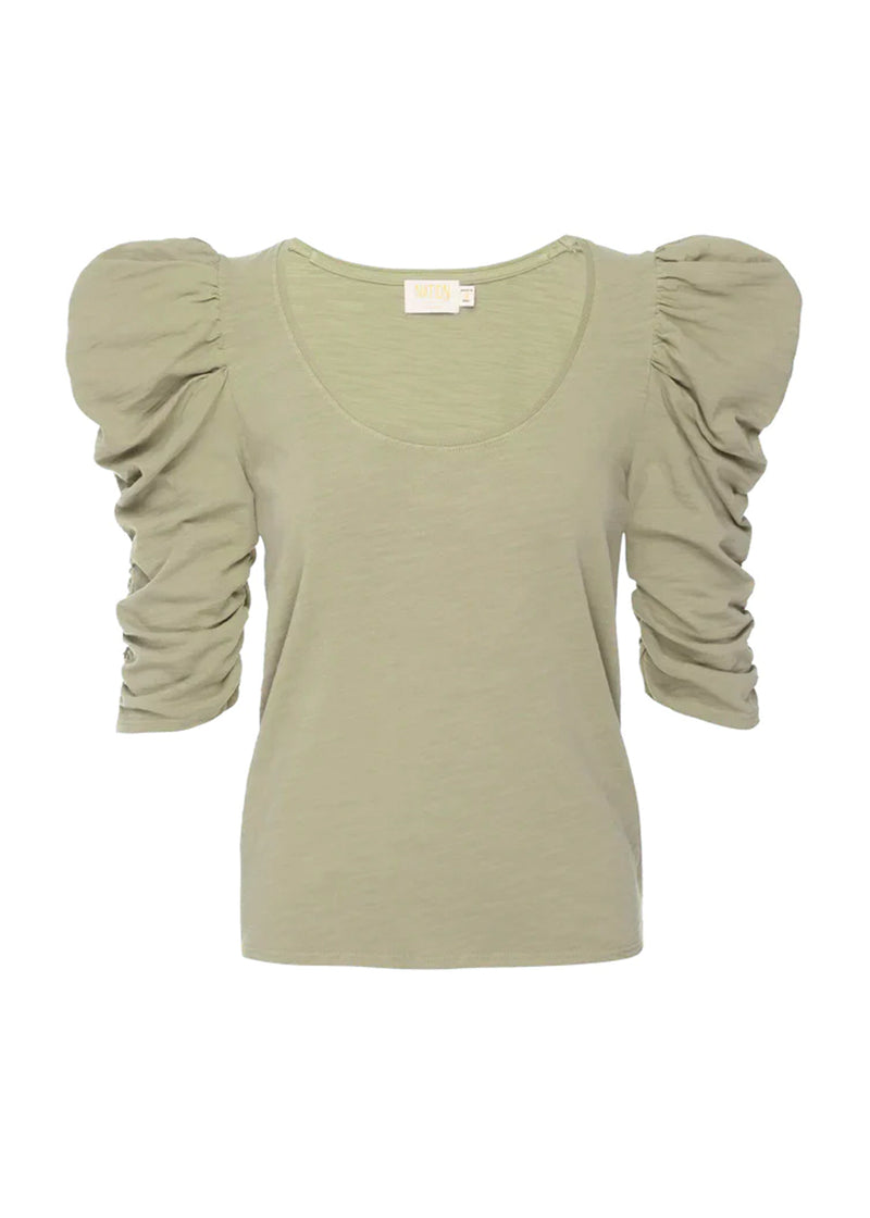 Julietta ruched sleeve tee in safari