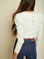 Patsy tee with peter pan collar in off white