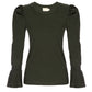 Penny tee with flounce sleeves in nori green
