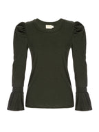 Penny tee with flounce sleeves in nori green
