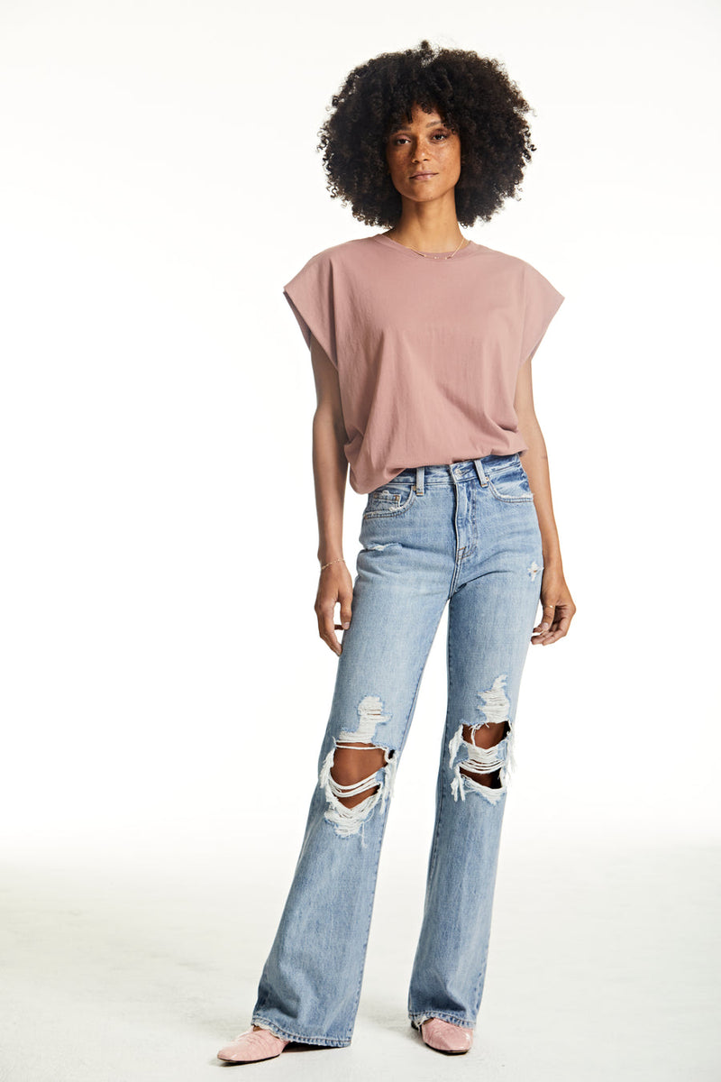 Trina cut off muscle tee in mauve