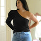 Sabrina one shoulder tee in black