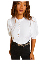 Veronique girly henley in white