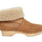 Low clog shearling boot in camel