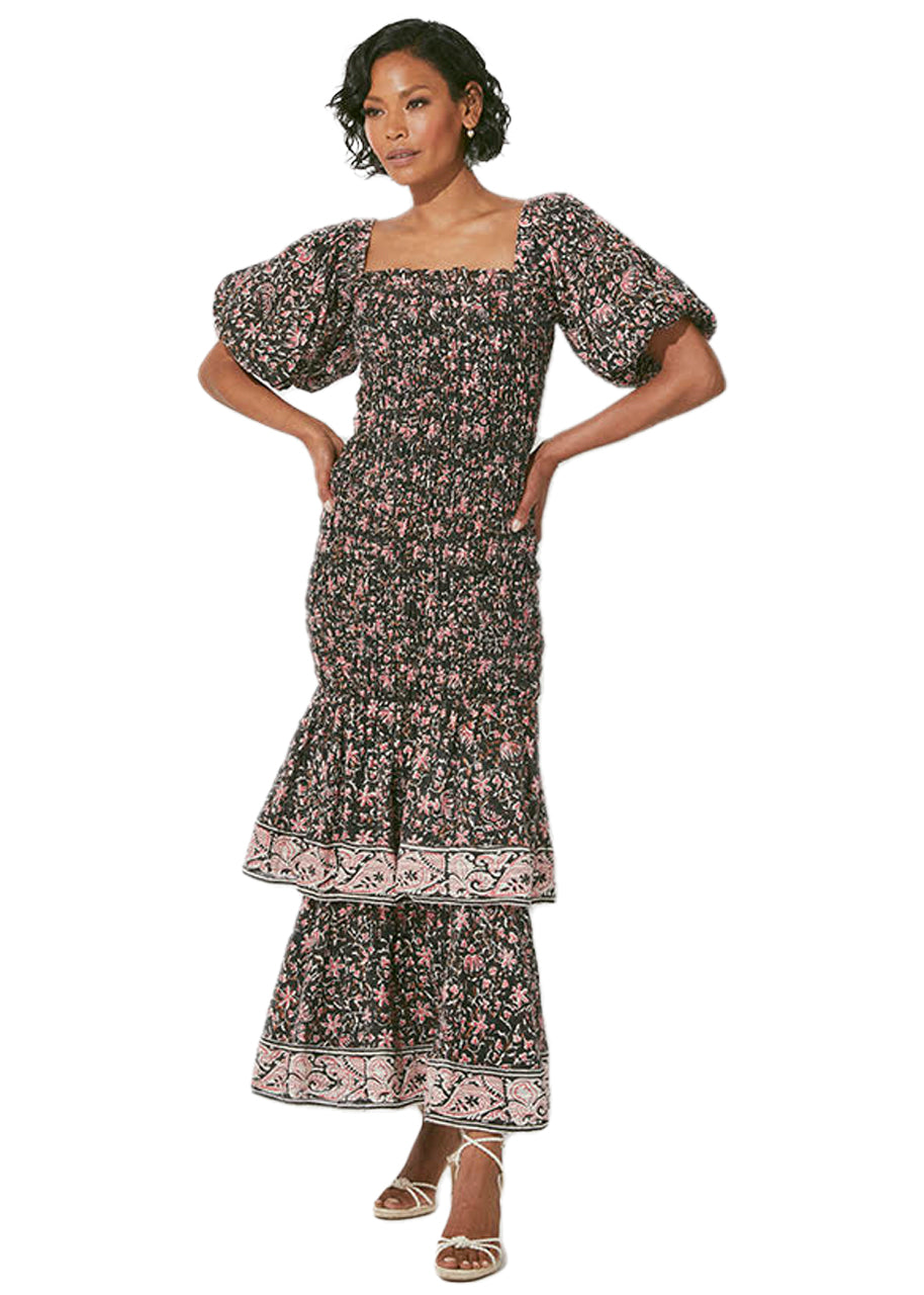 Adelyn ankle dress in fan print