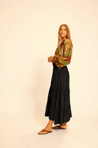 Amelia top in jungle print moss green