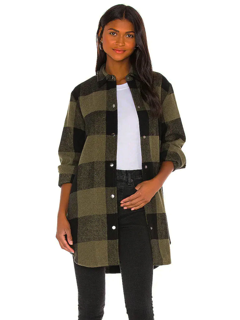 Eldridge plaid shacket in sage