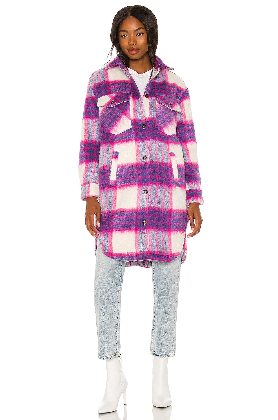 Prime time jacket in fuchsia plaid