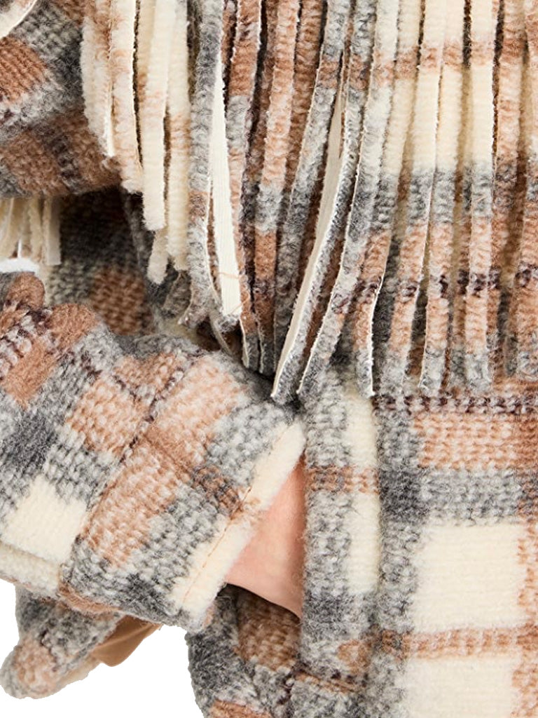 Take note cropped shacket in fringe plaid