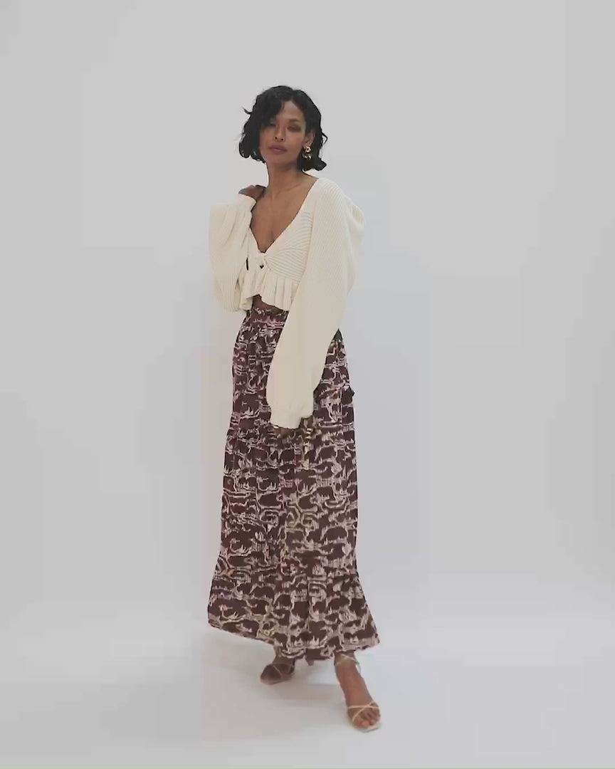 Bria ankle skirt in fringe ikat