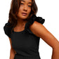 Cameo notched ruffle tank in jet black