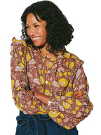 Olivia blouse in dahlia block print