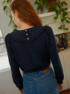 Coco collared sweatshirt in jet black