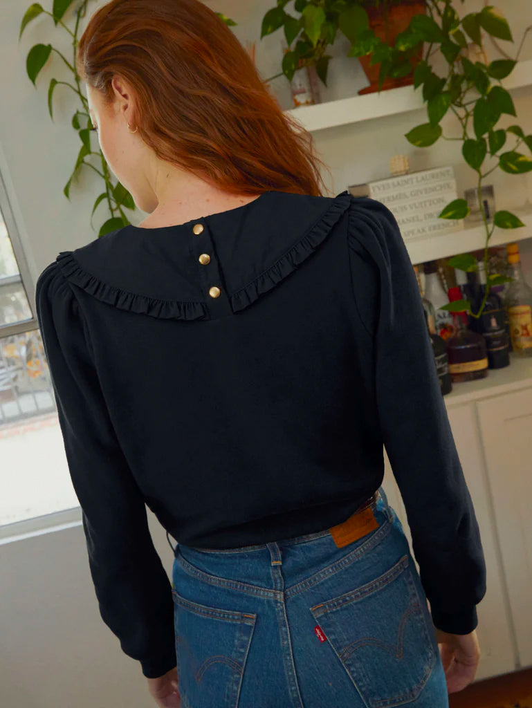 Coco collared sweatshirt in jet black