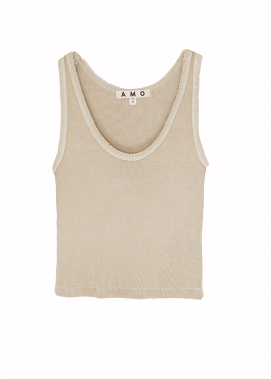 Crop rib tank in oatmilk