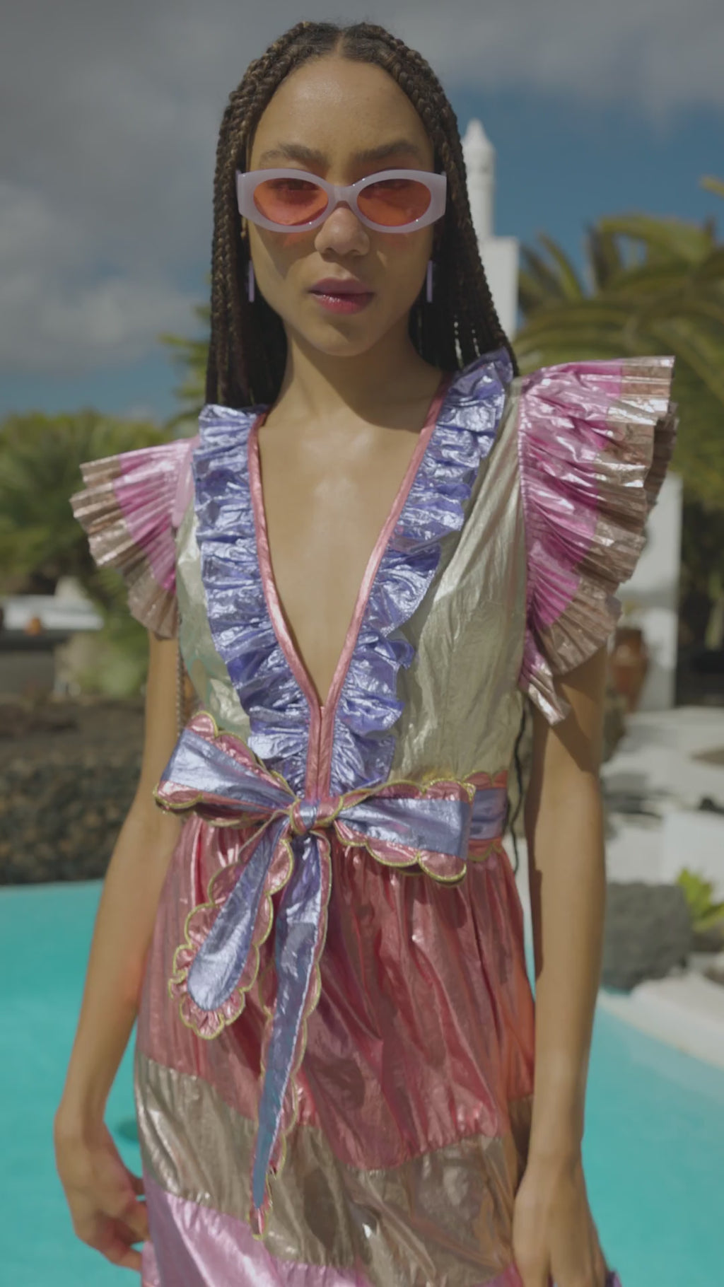 Tourmaline dress in metallic