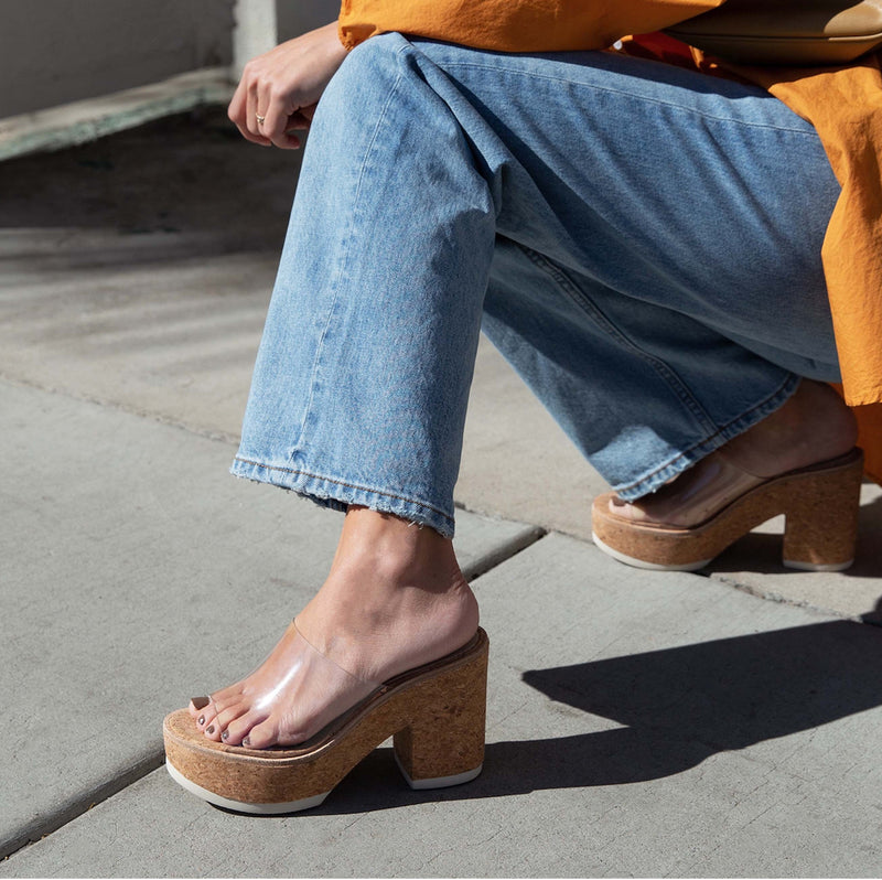 Elania platform heel in crystal vinyl