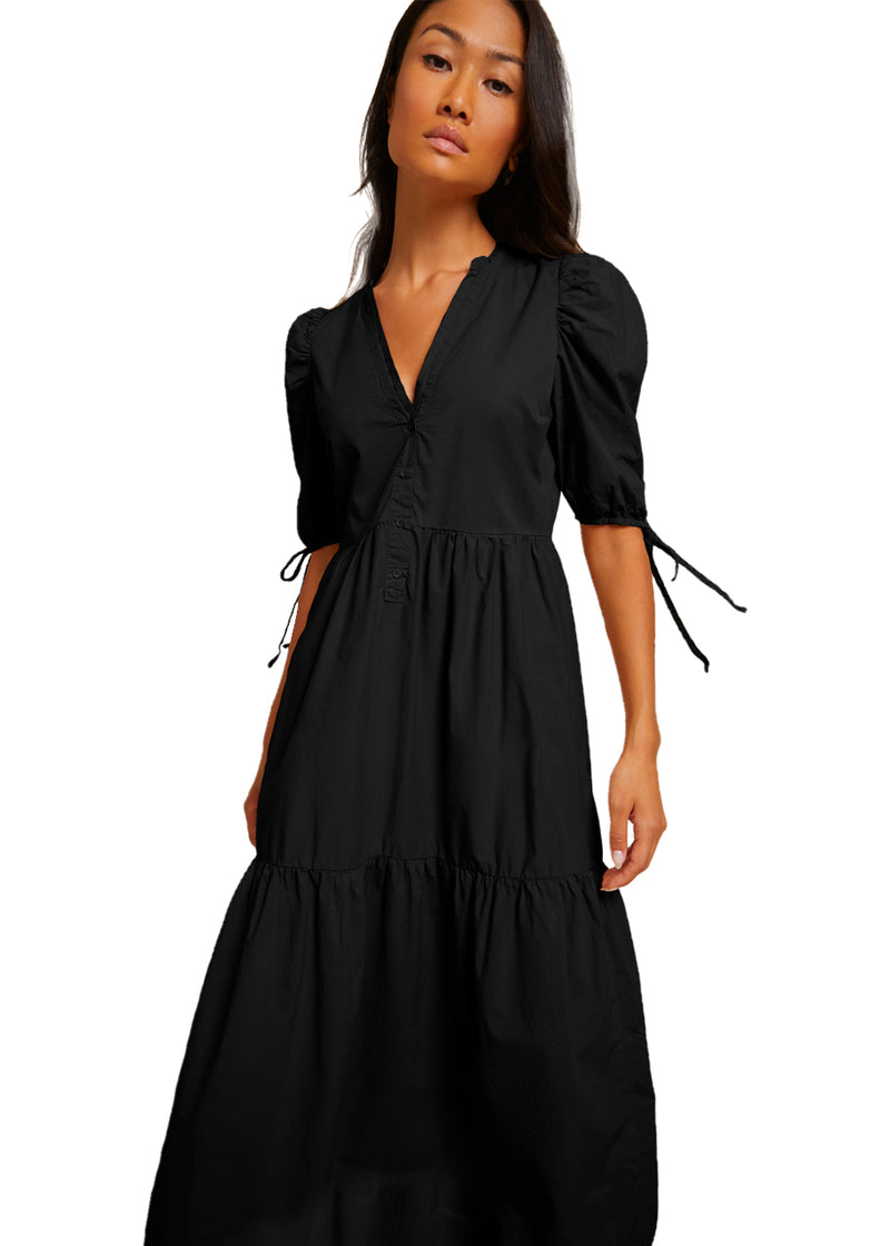 Dustin romantic midi dress in jet black