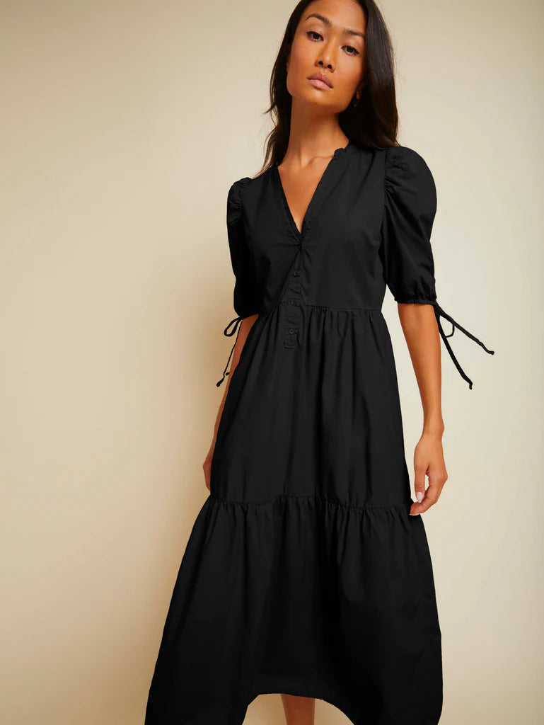 Dustin romantic midi dress in jet black