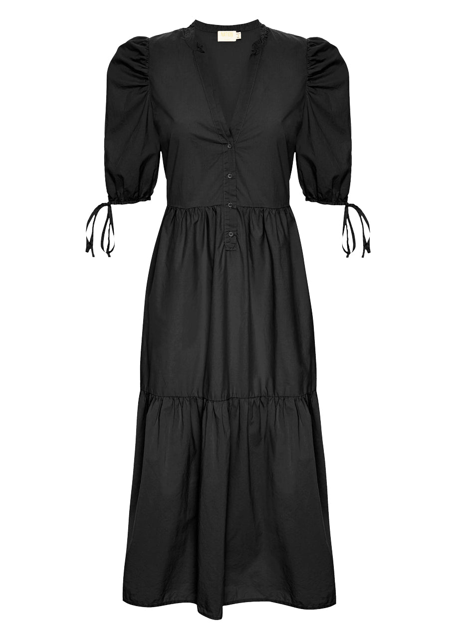 Dustin romantic midi dress in jet black - Nation LTD – brenmarke