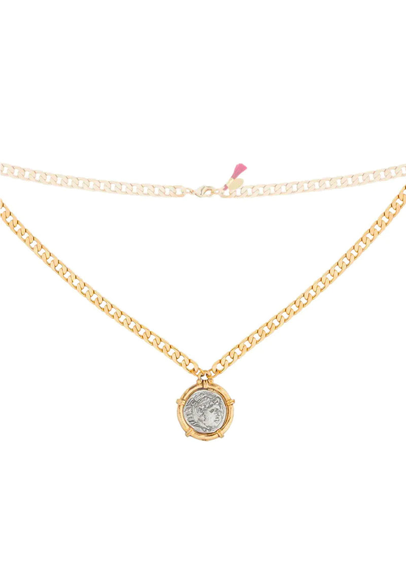 Gold ella coin pendant necklace