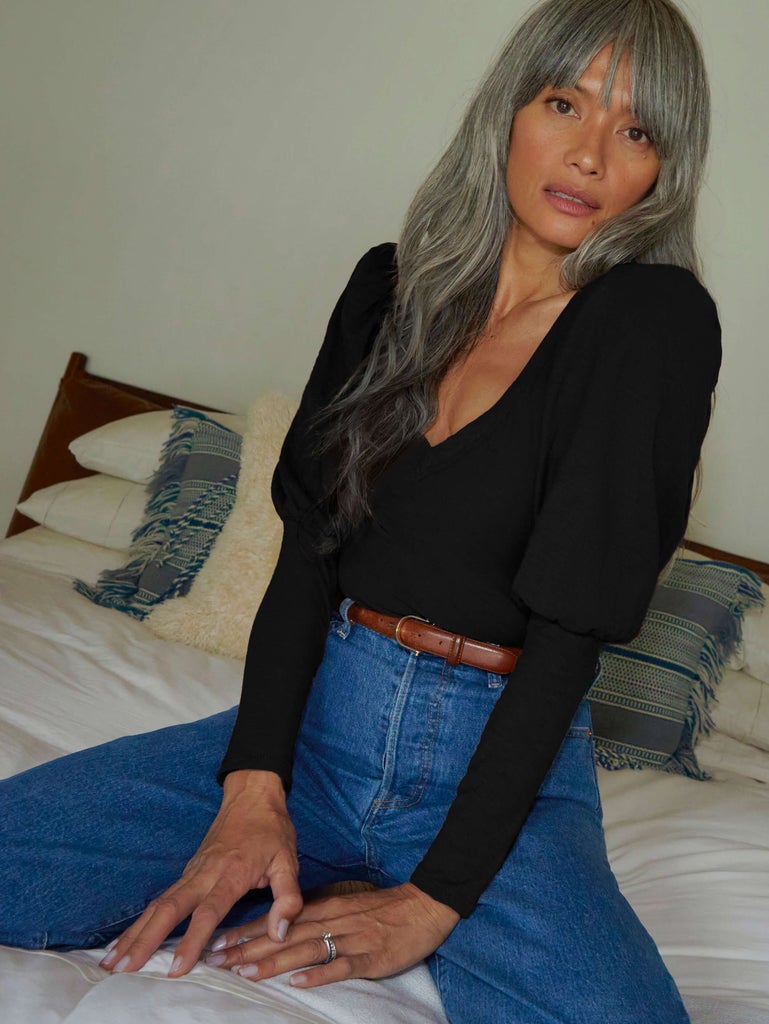 Emilia long sleeve tee in black