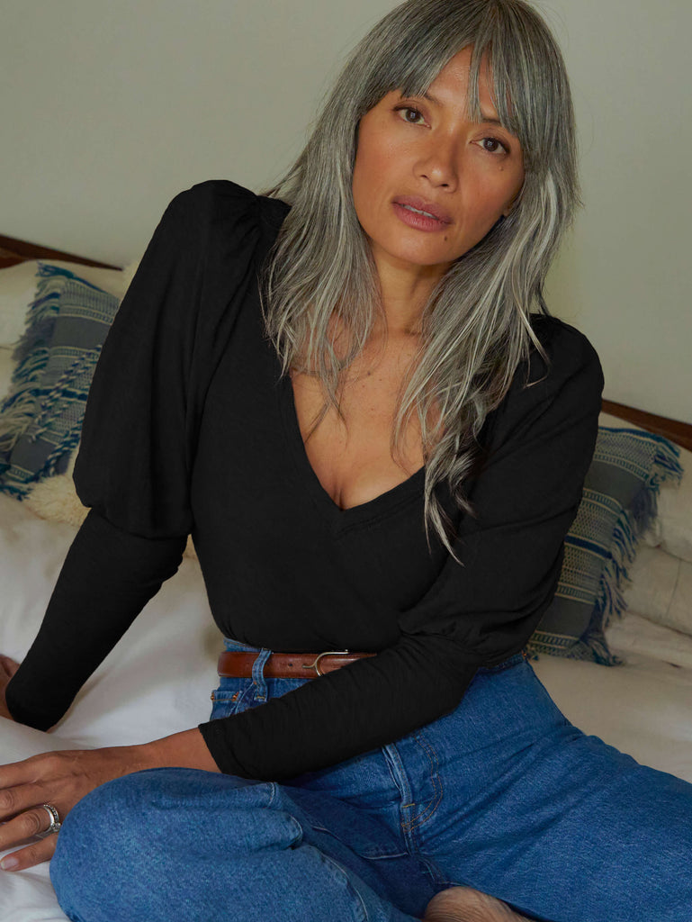 Emilia long sleeve tee in black