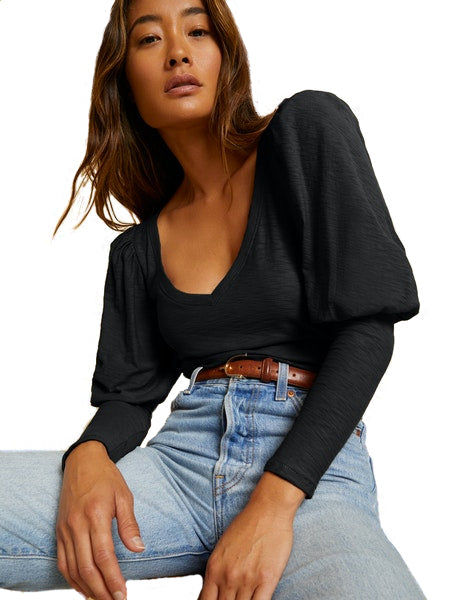 Emilia long sleeve tee in black