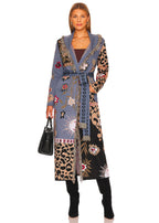 Enchanted leopard jacquard duster in navy / black