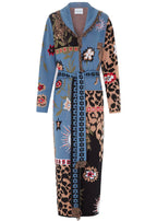 Enchanted leopard jacquard duster in navy / black