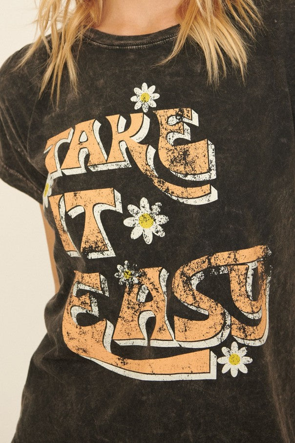 Take it easy graphic tee in charcoal