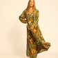 Fiore maxi dress in sunflower stripe moss green