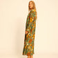 Fiore maxi dress in sunflower stripe moss green