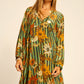 Fiore maxi dress in sunflower stripe moss green